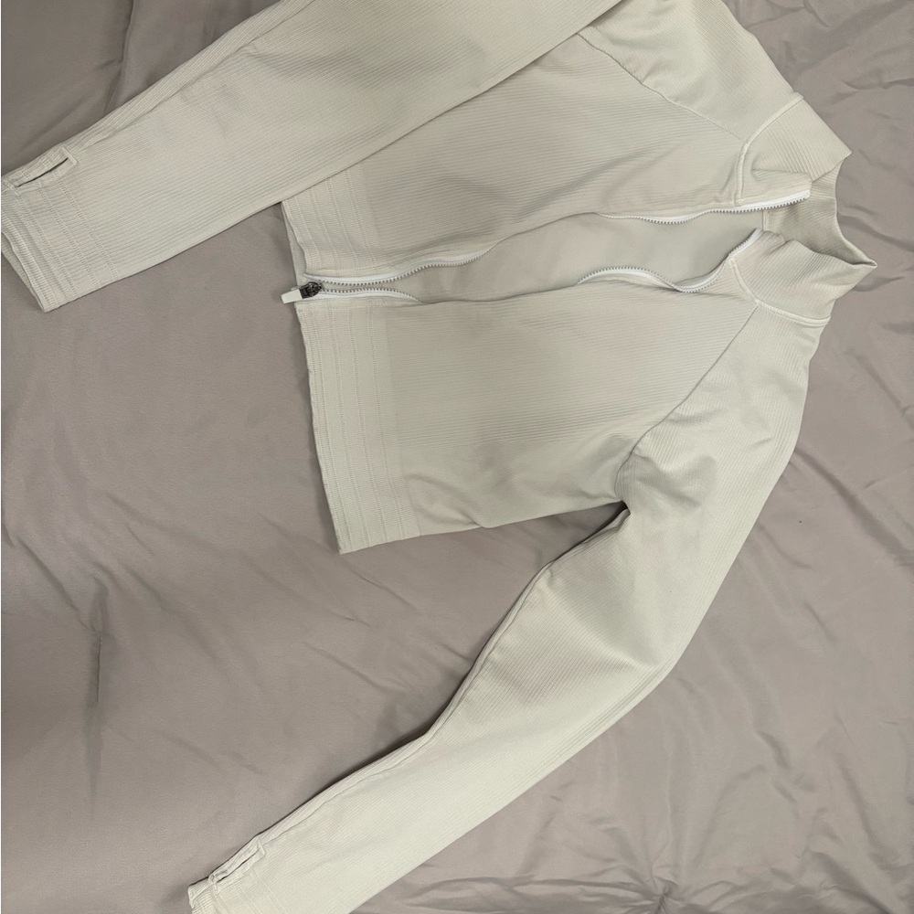 Stylish Cream Zip-Up Jacket